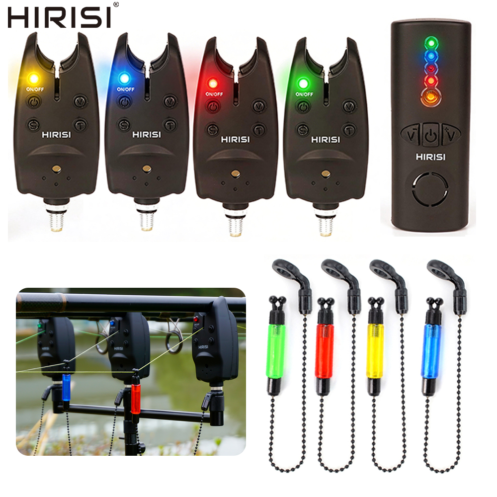 Bite Indicator - Hirisi SR‑4 鯉釣り用バイトアラームスインガーセット LEDライト 感度調整可能 バイトインジケーター