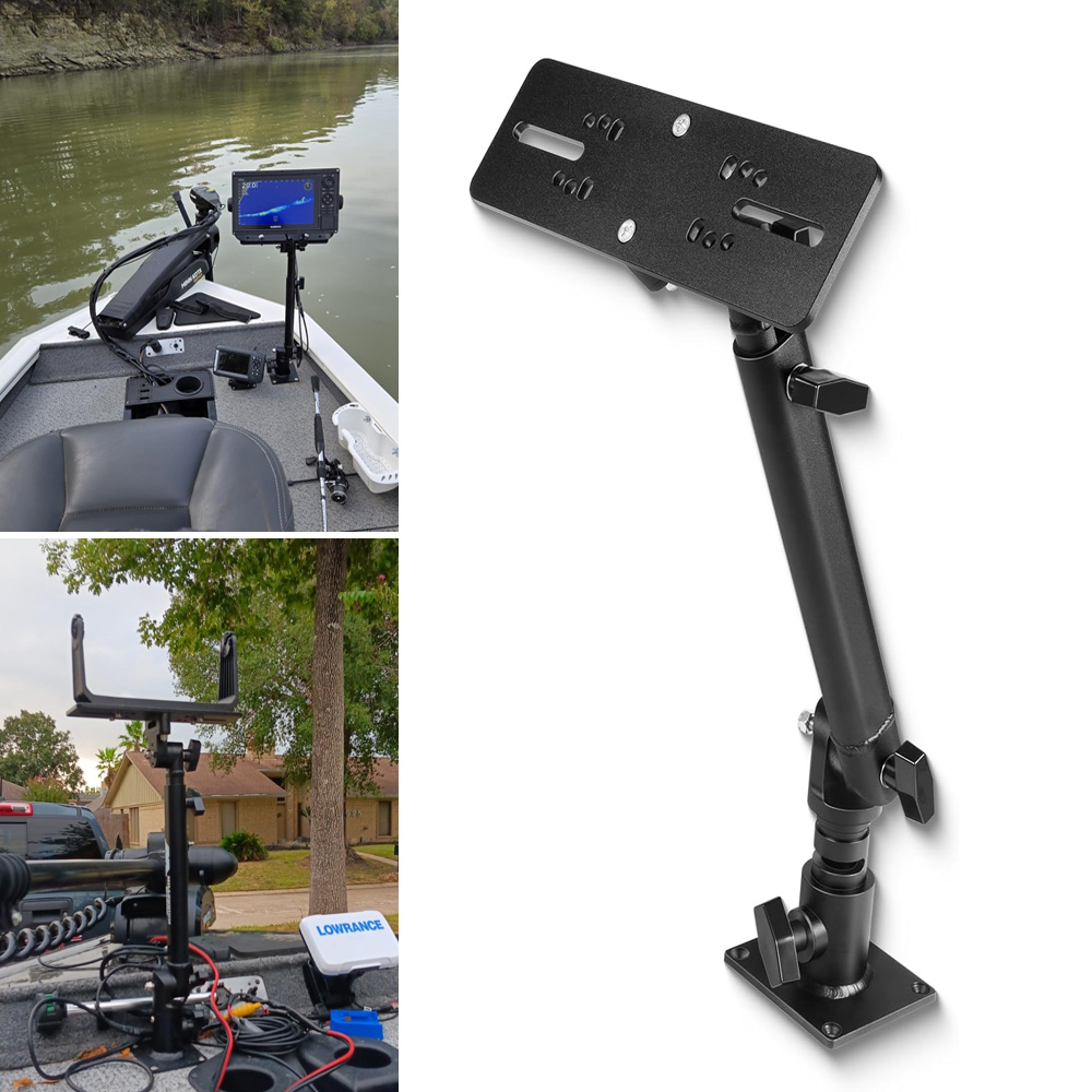 Fish Finder Mount - ユニバーサル魚群探知機＆チャートプロッター用マウント、高さ18インチから24インチまで調整可能、角度350度調整可能 - ガーミン対応