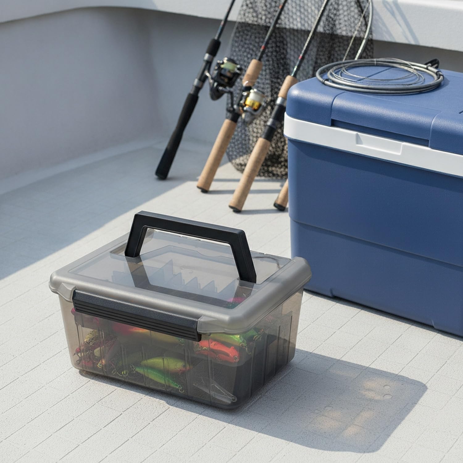ハンドル付き釣り道具箱、ポータブルPPプラスチック製収納ケー - Fish Finder Case のレビューと価格