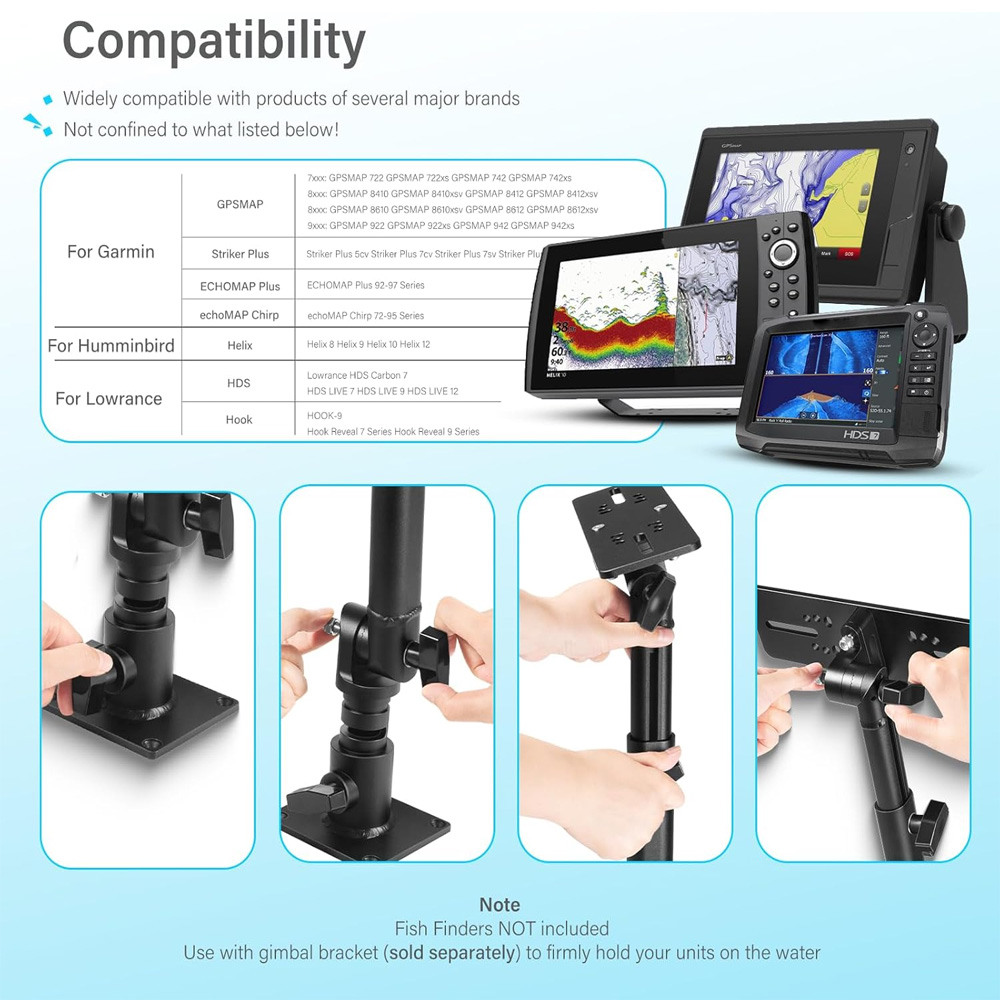 ユニバーサル魚群探知機＆チャートプロッター用マウント、高さ1 - Fish Finder Mount のレビューと価格