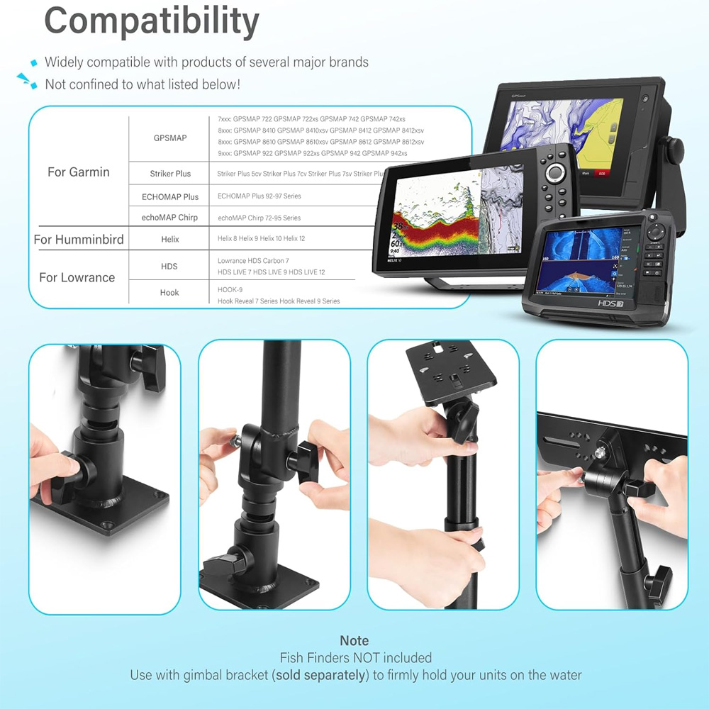 ユニバーサル魚群探知機＆チャートプロッター用マウント、高さ1 - Fish Finder Mount のレビューと価格