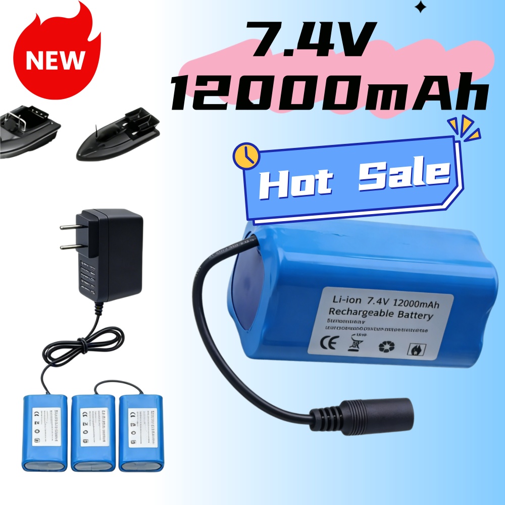 7.4V 12000mAh バッテリー USB充電器付き T - Fish Finder Charger のレビューと価格